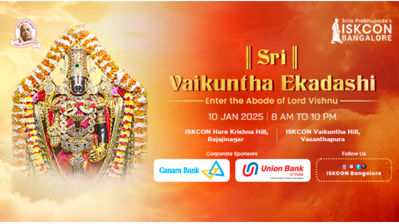 ISKCON Bangalore will celebrate Sri Vaikuntha Ekadashi on 10 Jan 2025